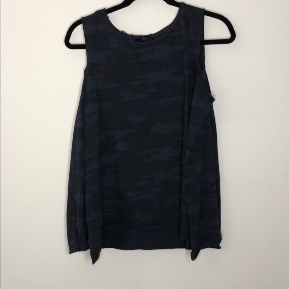Camo cold shoulder top